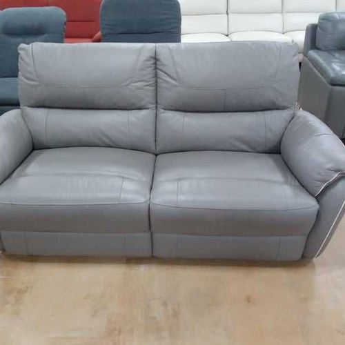 Gray leather three-seater sofa new