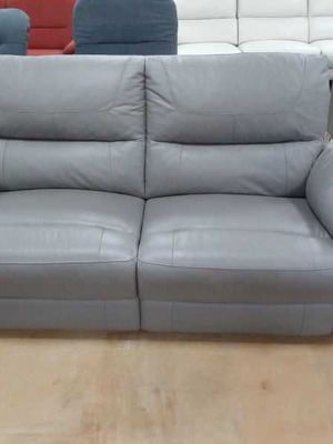 Gray leather three-seater sofa new