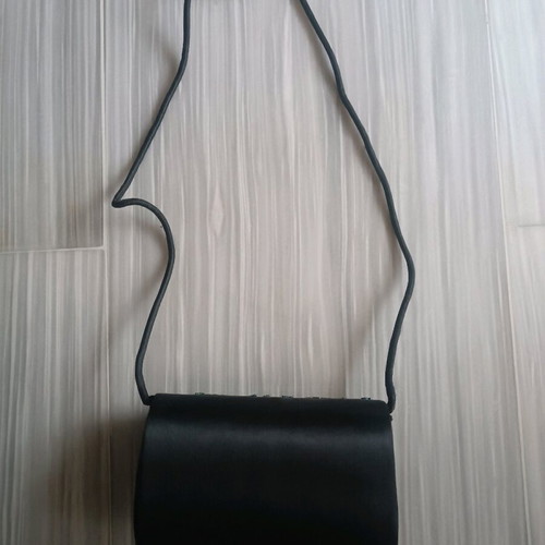 Women's black satin evening shoulder bag like new