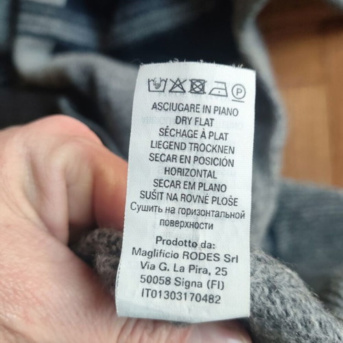 Re Del Mare gray and blue wool polo sweater M/L like new