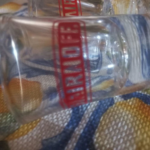 Smirnoff shot glass set 2 pieces 90's like new with ouzo bottle gift