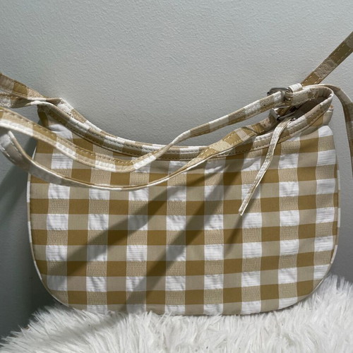 Zara handbag with checkered pattern, beige and white