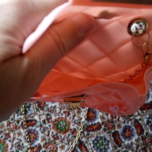 Children's silicone bag with pearls and designs used, pink