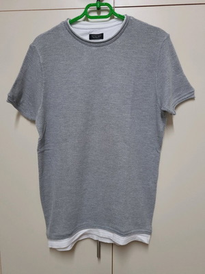 Ανδρικό γκρι βαμβακερό T-shirt Zara σαν καινούργιο, μέγεθος L