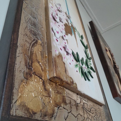 Mixed Media Art Painting New 110x40 cm