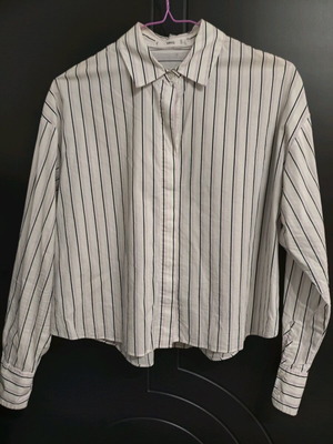 Mango shirt wide fit like new, white and pink XS