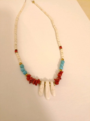 Necklace 3328 handmade, new, blue and red