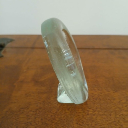 Vintage glass oval frame used, height 8.5 cm