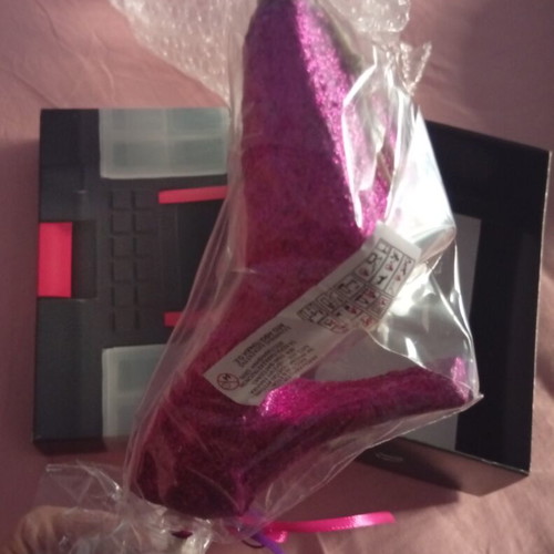 Purple Glitter Shoe Candle new