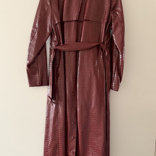 Bordeaux coat in retro style, eco leather, size S/M