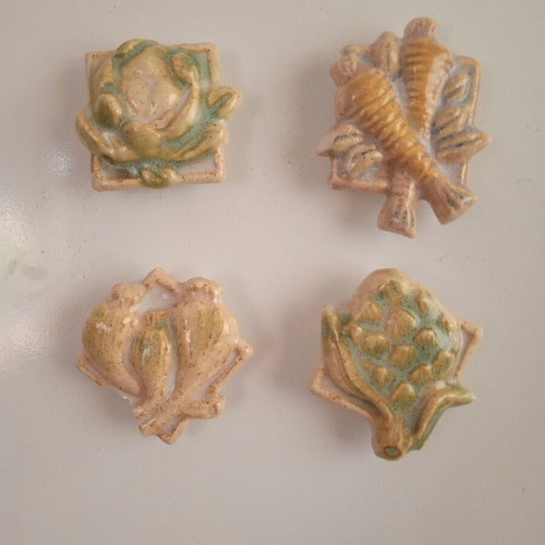 Ceramic 3D fridge magnets set of 4 new with vegetable designs