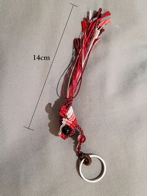 Macrame koi fish keychain like new, red and pink