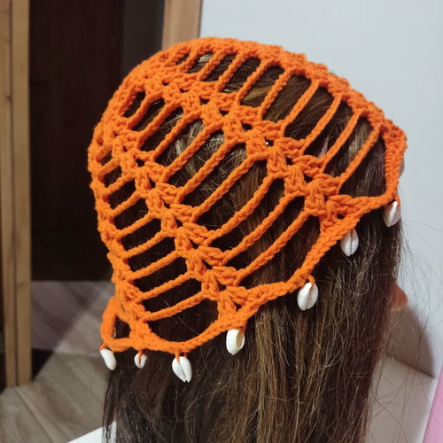 Summer hat handmade, soft, orange accessory