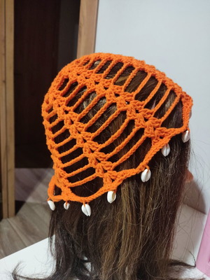 Summer hat handmade, soft, orange accessory