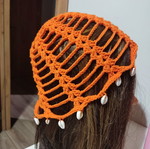 Summer hat handmade, soft, orange accessory