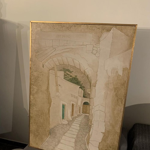 Painting I Patmos by Zoi Skiadarese on canvas like new