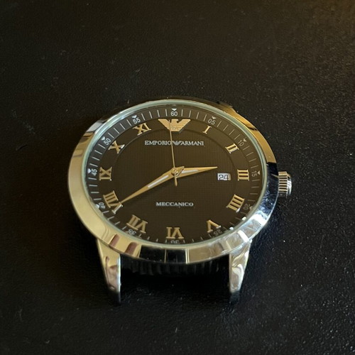 Armani Meccanico wristwatch with automatic Swiss ETA-2824 mechanism, used