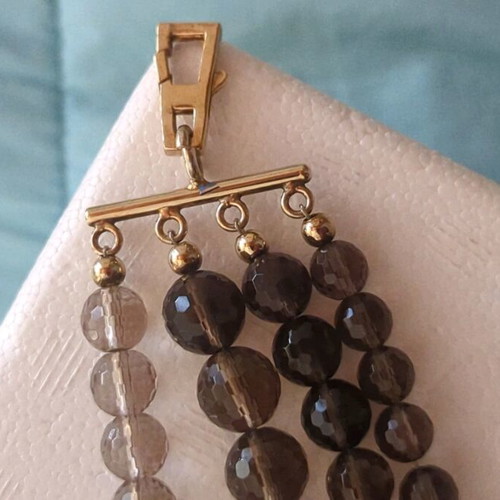 Oxette bracelet new, gold-plated silver and smoky quartz