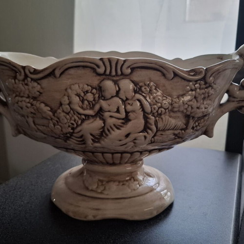 Italian vintage centerpiece bowl used, neoclassical Capodimonte style