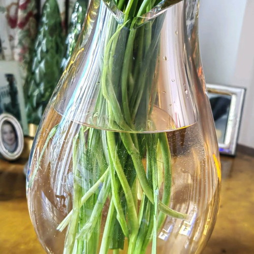 Kosta Boda vase used, crystal, signed by Goran Warff