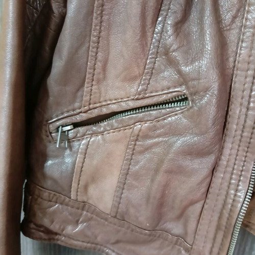 Bershka men's leather jacket used, brown, size M