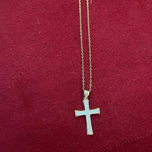 Steel gold cross necklace new
