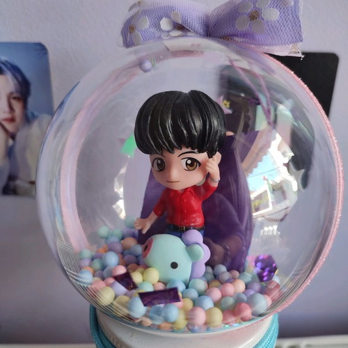 Handmade BTS ball with J-Hope figure and BT21 Mang, new