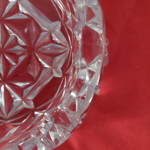Crystal ashtray large used with embossed flower and leaf designs