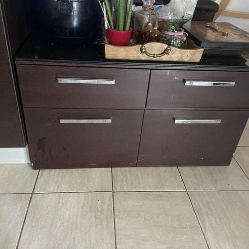 Furniture with drawers used, set of 2 with black glass top