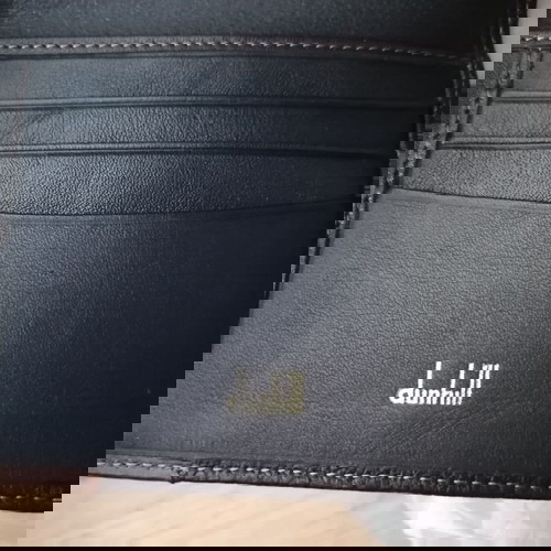 Alfred Dunhill портмоне ново, естествена кожа в черно със златисто лого