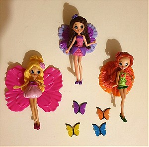 Thumbelina 2008 Mattel Barbie Blooming Fairy dolls 8"lot of 3