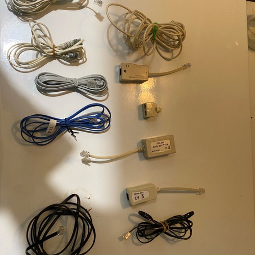 Phone and router connection cables, 11 pieces like new with filters and adapters