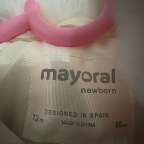 Mayoral baby fur coat new, white for 12-month-old girls