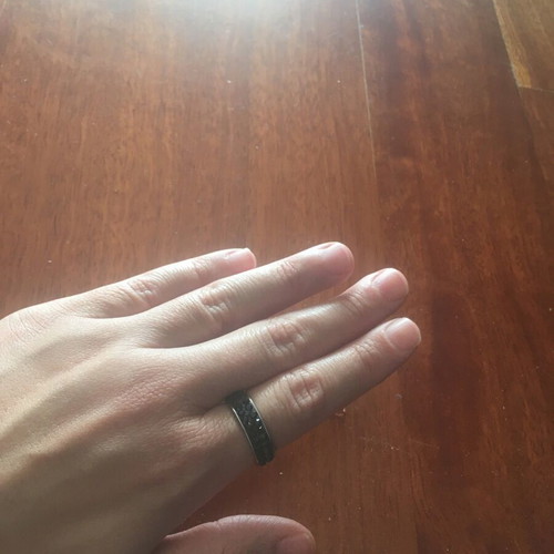 Ring faux black with rhinestones used