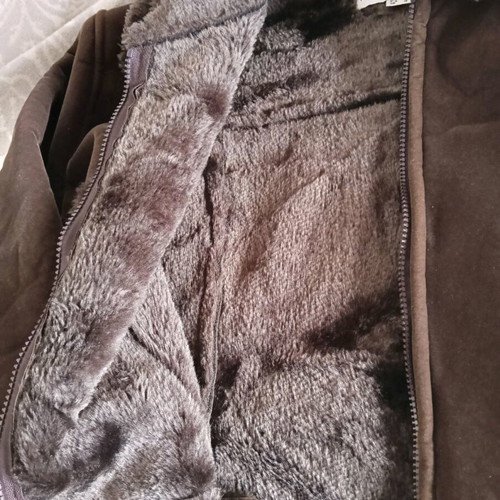Brown suede coat new, thin with velvet lining, size XL