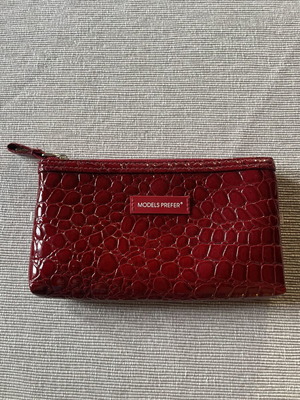 Models Prefer Red Shiny Cosmetic Pouch like new, crocodile texture