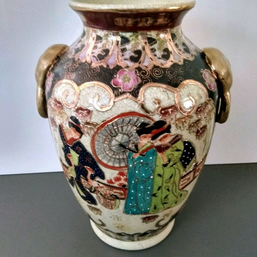 Satsuma vase set used, height 32 cm and 26 cm
