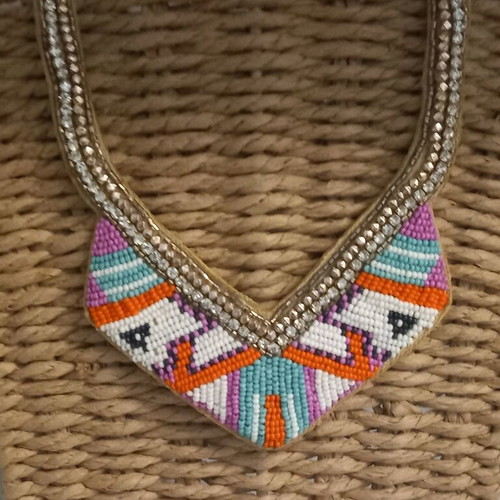 Statement necklace like new, multicolored bead design