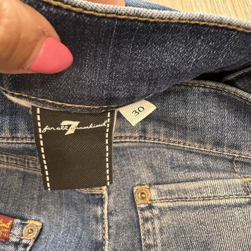 7 for All Mankind Luxe Sport Slimmy Jeans used, mid blue navy, size 30