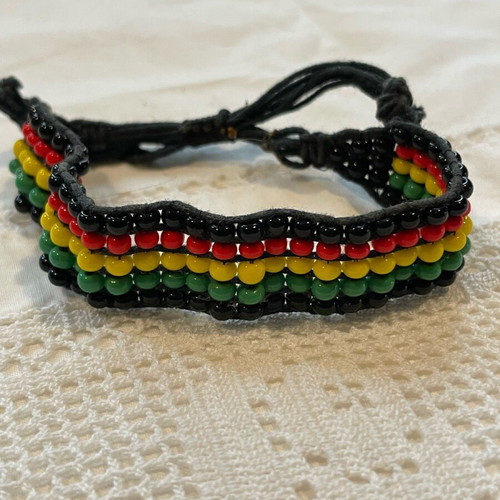 Beaded band bracelet used, Jah Reggae Rasta colors