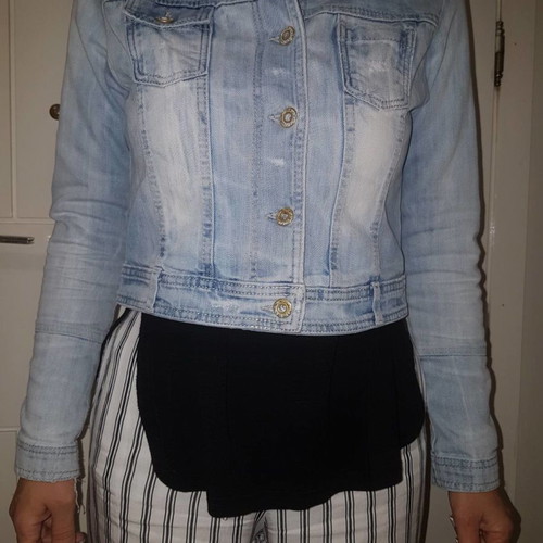 Denim jacket used crop blue, size S