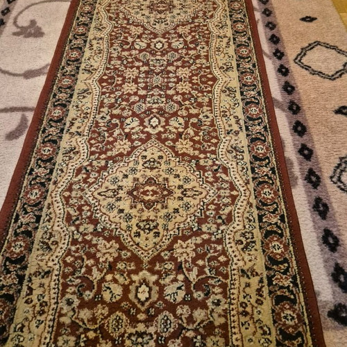 Rug set used, 3 pieces, burgundy with embroidery