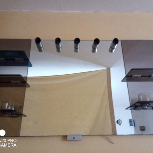 Bathroom mirror used with lights, shelves and glass holders 140x80cm