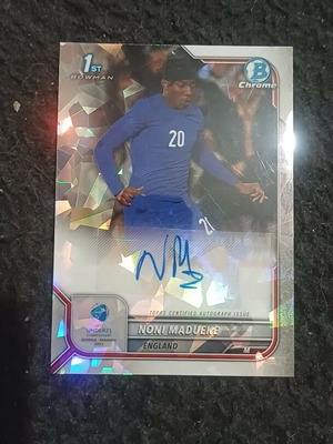 Noni Madueke 2022 1st Bowman U21 Chrome Prospects Autographs Cracked Ice new