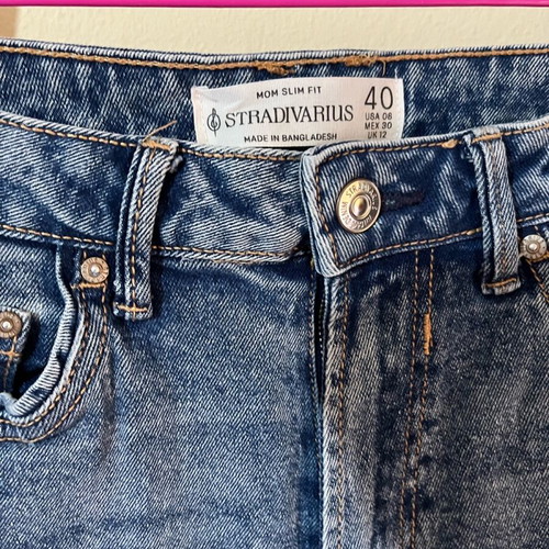 Stradivarius mom slim fit jeans like new, blue, size L