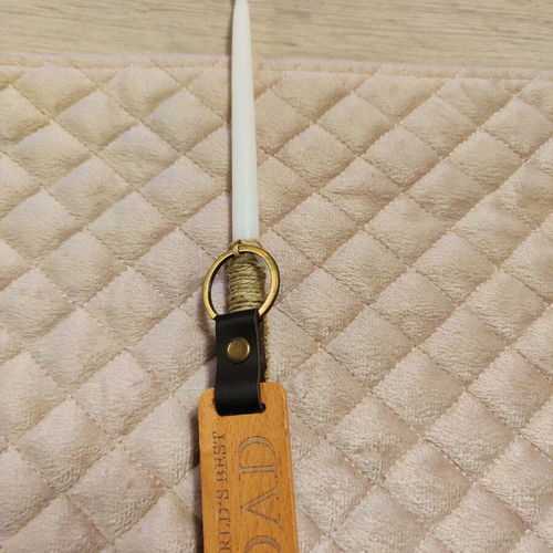 Candle "World's Best Dad" 37cm with wooden keychain new