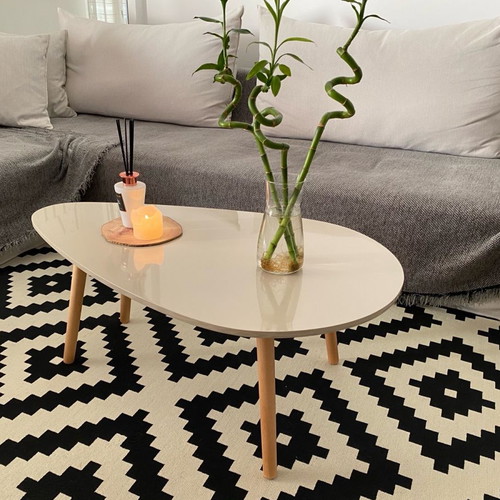 Coffee table new beige with glossy lacquer surface