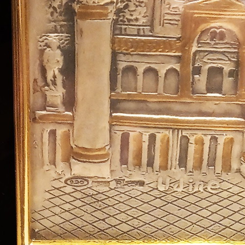 Set of 4 Handmade .925 Silver Relief Paintings new