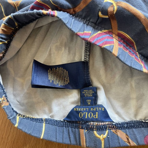 Ralph Lauren leggings size S used, blue with brown gold equestrian print
