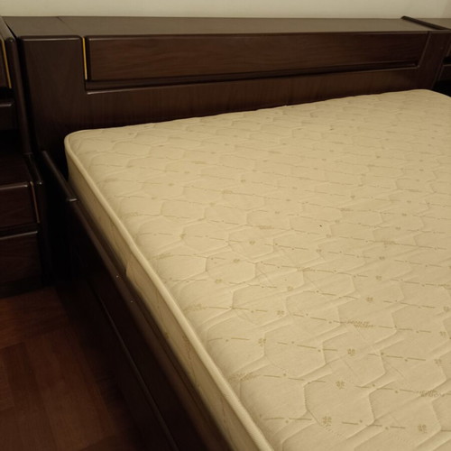 Double wooden bedroom set with bedside tables and mattress
